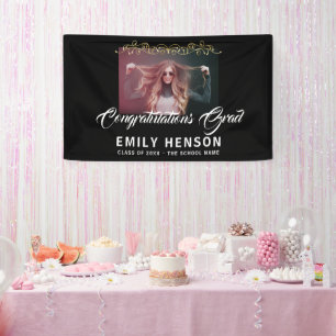 Elegant Gefeliciteerd Afstudeerder Ornament Foto Spandoek
