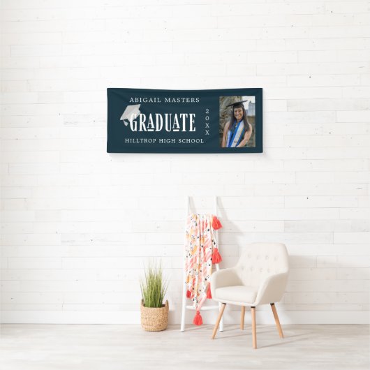 Elegant gefeliciteerd afstuderen foto spandoek (Insitu)