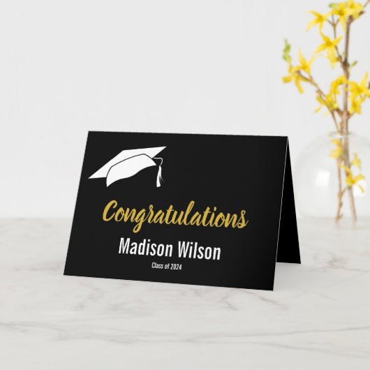 Elegant Gefeliciteerd Afstuderen Kaart (Gele Bloem)