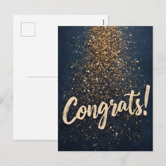 Elegant "Gefeliciteerd!" Groeten met gouden Confet Feestdagenkaart (Voorkant / Achterkant)