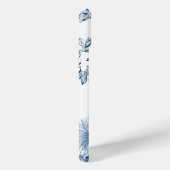 Elegant gegraveerd Blauw Bloemen w/Name of Monogra Case-Mate iPhone Case (Achterkant / Rechts)