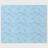 Elegant  gegraveerd Blauwe Rozen en linten Wr Cadeaupapier (Vlak)