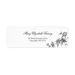 Elegant gegraveerd Bloemen Toile-B & W Etiket