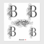 Elegant gegraveerd bloemmonogram letter B Sticker (Vel)
