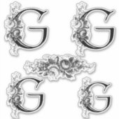 Elegant gegraveerd bloemmonogram letter G Sticker (Voorkant)