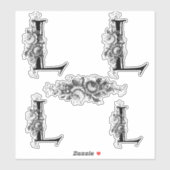 Elegant gegraveerd bloemmonogram letter L Sticker (Vel)