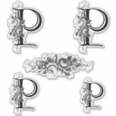 Elegant gegraveerd bloemmonogram letter P Sticker (Voorkant)