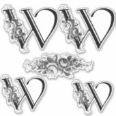 Elegant gegraveerd bloemmonogram letter W Sticker (Voorkant)