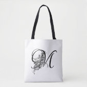 Elegant gegraveerd bloemmonogram tote bag (Voorkant)