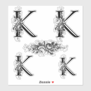 Elegant gegraveerd Floral Monogram Letter K Sticker