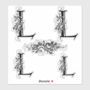 Elegant gegraveerd Floral Monogram Letter L Sticker
