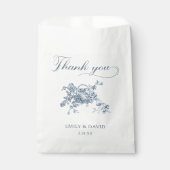 Elegant gegraveerd Frans Blauw Bloemen Bedankzakje (Voorkant)