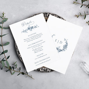 Elegant gegraveerd Frans Blauw Bloemen Informatiekaartje