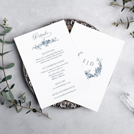 Elegant gegraveerd Frans Blauw Bloemen Informatiekaartje