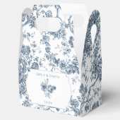 Elegant gegraveerd Frans Blauw Bloemen Toile Bedankdoosjes (Geopend)