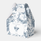 Elegant gegraveerd Frans Blauw Bloemen Toile Bedankdoosjes (Voorkant Zijde)