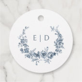 Elegant gegraveerd Frans Blauw Bloemen Toile Bedankjes Labels (Achterkant)