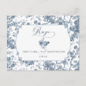 Elegant gegraveerd Frans Blauw Bloemen Toile Briefkaart (Voorkant)