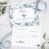 Elegant gegraveerd Frans Blauw Bloemen Toile Briefkaart