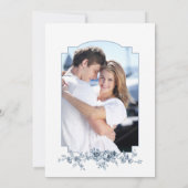 Elegant gegraveerd Frans Blauw Bloemen Toile Kaart (Achterkant)