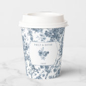 Elegant gegraveerd Frans Blauw Bloemen Toile Papieren Bekers (Achterkant)