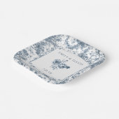 Elegant gegraveerd Frans Blauw Bloemen Toile Papieren Bordje (Gebogen)