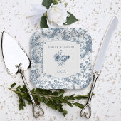 Elegant gegraveerd Frans Blauw Bloemen Toile Papieren Bordje