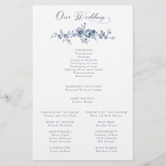 Elegant gegraveerd Frans Blauw Bloemen Toile Progr (Voorkant)