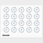 Elegant gegraveerd Frans Blauw Bloemen Toile Ronde Sticker (Vel)