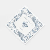Elegant gegraveerd Frans Blauw Bloemen Toile Servet (Hoek)