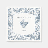 Elegant gegraveerd Frans Blauw Bloemen Toile Servet (Voorkant)