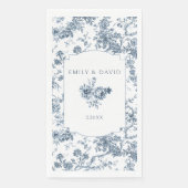 Elegant gegraveerd Frans Blauw Bloemen Toile Servet (Voorkant)