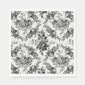 Elegant gegraveerd Frans Zwart Bloemen Toile Servet (Voorkant)