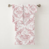 Elegant gegraveerd Roze en Witte Floral Toile Bad Handdoek (Insitu)
