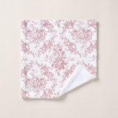 Elegant gegraveerd Roze en Witte Floral Toile Bad Handdoek (Wasdoekje)