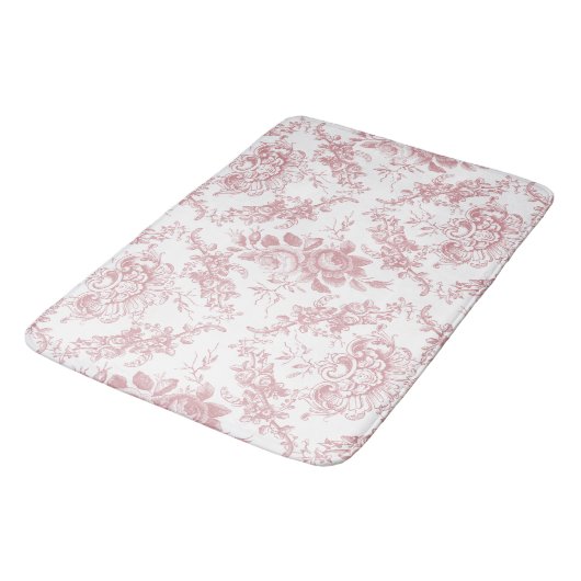Elegant gegraveerd Roze en Witte Floral Toile Badmat (Gekanteld)