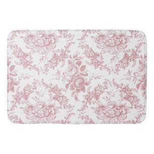 Elegant gegraveerd Roze en Witte Floral Toile Badmat