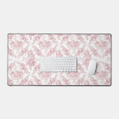 Elegant gegraveerd Roze en Witte Floral Toile Bureaumat (Keyboard & Muis)