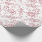Elegant gegraveerd Roze en Witte Floral Toile Cadeaupapier (Hoek)
