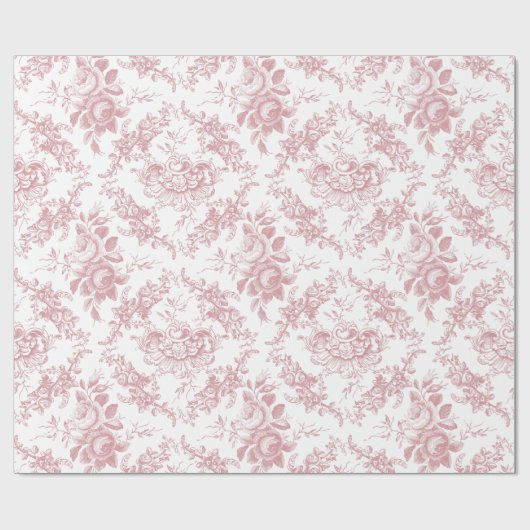 Elegant gegraveerd Roze en Witte Floral Toile Cadeaupapier (Vlak)