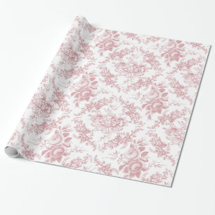 Elegant gegraveerd Roze en Witte Floral Toile Cadeaupapier