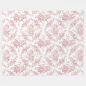 Elegant gegraveerd Roze en Witte Floral Toile Fleece Deken (Voorkant (Horizontaal))