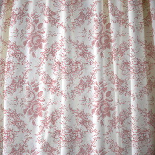 Elegant gegraveerd Roze en Witte Floral Toile Stof
