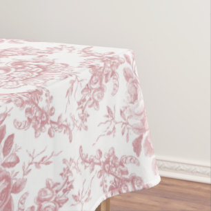 Elegant gegraveerd Roze en Witte Floral Toile Tafelkleed