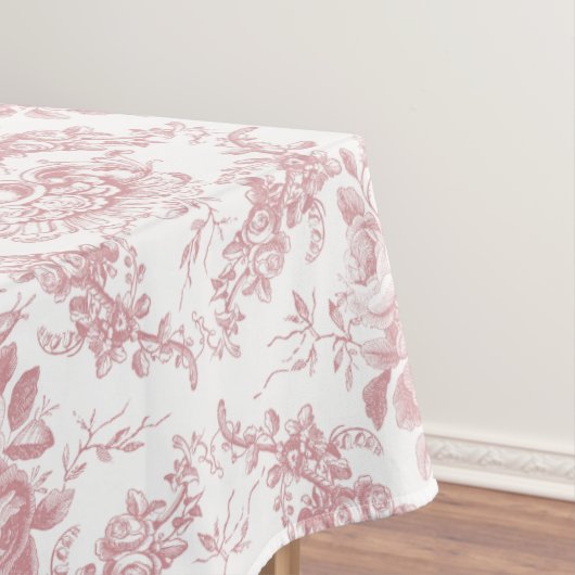 Elegant gegraveerd Roze en Witte Floral Toile Tafelkleed (Voorbeeld)