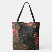 Elegant gegraveerd zwart  bloemen tote bag (Achterkant)