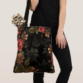 Elegant gegraveerd zwart  bloemen tote bag (Dichtbij)