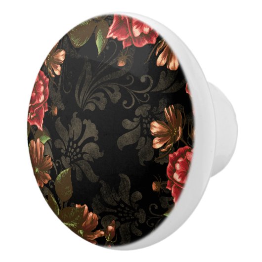 Elegant gegraveerd zwart bloemig keramische knop (Rechts)