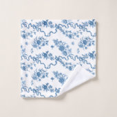 Elegant gegraveerde blauwe Rozen en linten Bad Handdoek (Wasdoekje)