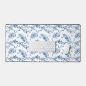 Elegant gegraveerde blauwe Rozen en linten Bureaumat (Keyboard & Muis)